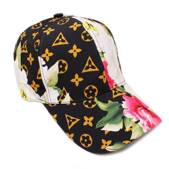 Designer inspire Floral Cap - Black - Picture 1 of 1